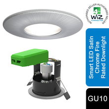 Load image into Gallery viewer, 4lite WiZ Connected GU10 Smart LED White Bulb with Satin Chrome Downlight IP65