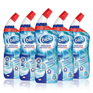 Bloo Power Active Gel Toilet Blue Gel Ocean Anti-Limescale 700 ml, 5 Bottles