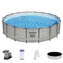 Load image into Gallery viewer, Bestway Steel Pro MAX Stone Wall Look Frame Pool Set with Filter Pump 549x122 cm