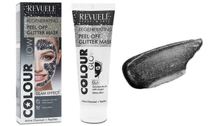 Revuele Colour Glow  Regenerating Facial Peel Off Glitter Mask Black