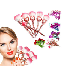 Load image into Gallery viewer, 6pc Beauty and the Beast-Inspired Rose Makeup Brushes with Glossy Handles