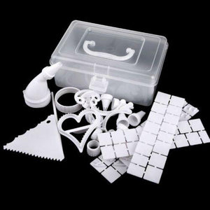 100-Piece Cake Decorating Set including Letter Holder and Stencils