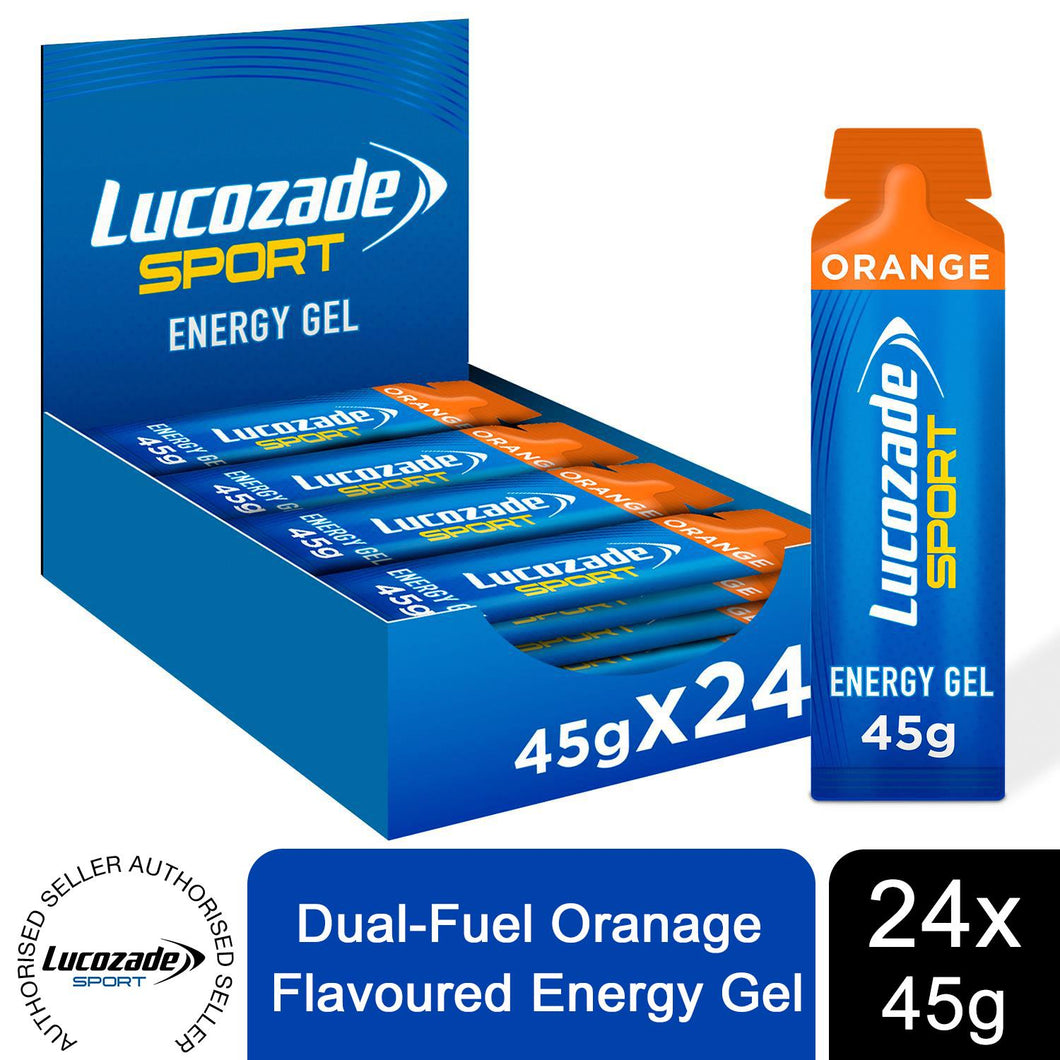 24x45g Lucozade Sport Dual-Fuel Energy Gels, Orange, Contains Carbohydrate(30g)