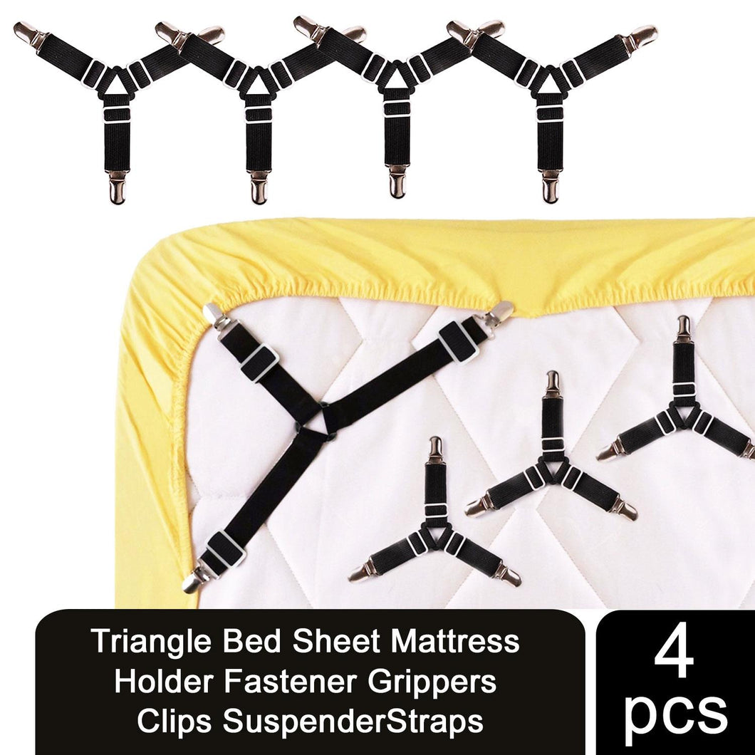 4PCS TRIANGLE BED SHEET MATTRESS HOLDER FASTENER GRIPPERS CLIPS