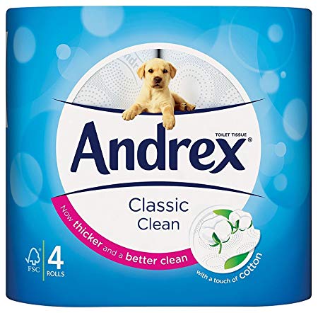 Andrex 24 Rolls Classic White Toilet Tissue - With and Without Andrex Washlets Classic