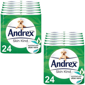 Andrex Toilet Roll Skin Kind, Gentle Clean, Classic or Supreme Quilts, 48 Rolls