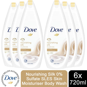 6pk of 720ml Dove Nourishing Silk 0% Sulfate SLES Skin Moisturiser Body Wash