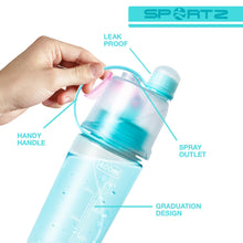 Load image into Gallery viewer, Aquarius Leak Proof Sports Water Bottle with Spray Function - 400ml (Blue)