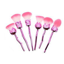 Load image into Gallery viewer, 6pc Beauty and the Beast-Inspired Rose Makeup Brushes with Glossy Handles