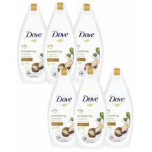 Load image into Gallery viewer, 6pk Dove ¼ Moisturising Cream Pampering Shea Butter &amp; Vanilla Body Wash, 450ml