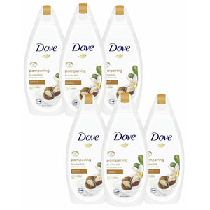 6pk Dove ¼ Moisturising Cream Pampering Shea Butter & Vanilla Body Wash, 450ml