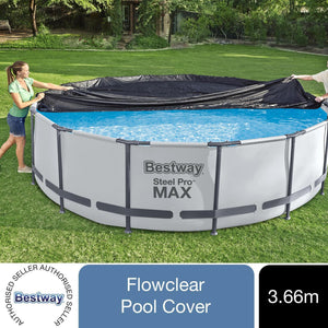 Bestway Flowclear Above Ground 12ft Steel Frame Swimming Pool Cover, 1pk