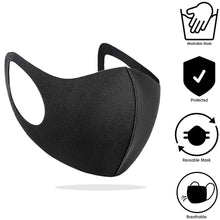 Load image into Gallery viewer, 5x Unisex Face Mask Washable, Reusable, Breathable Ear Loops 3D Shape Mask,Black