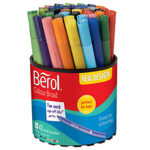 Load image into Gallery viewer, Berol Colouring Pens Felt Tip Assorted Broad Point 1.2mm Washable Tub of 42