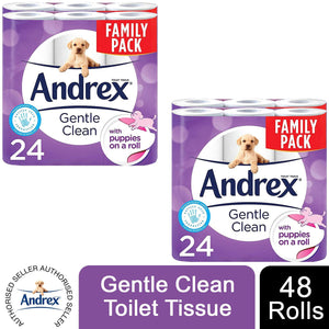 Andrex Toilet Roll Skin Kind, Gentle Clean, Classic or Supreme Quilts, 48 Rolls