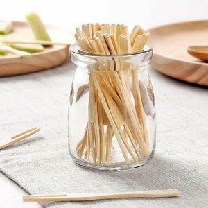 ECO Connection Pack Of 50 Disposable Natural Bamboo Skewer Forks