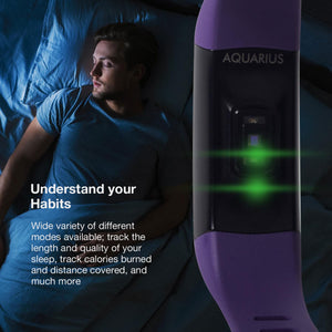 Aquarius AQ126 Waterproof Bluetooth Fitness Tracker With HRM and BPM - Purple