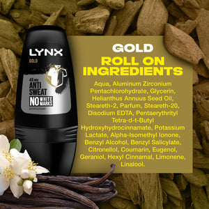 Lynx Gold 48-Hour Anti Sweat Anti-Perspirant Deodorant Roll-On For Men, 3x50ml