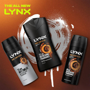 3pk of 225ml Lynx 12H Refreshing Dark Temptation Dark Chocolate Scent Body wash