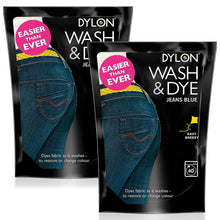 Load image into Gallery viewer, DYLON Wash &amp; Dye Fabric Dye, Jeans Blue, 2 Packs of 350g