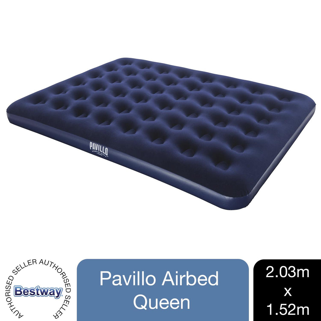 Pavillo Queen Flocked Blow up Inflatable Airbed Camping Mattress 203 x 152 x 22cm, 1pk