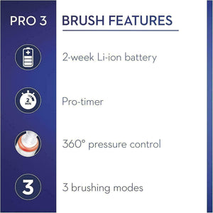 Oral-B Pro 3 3900 Electric Smart Pressure Sensor Duo Toothbrushes, Black & Pink