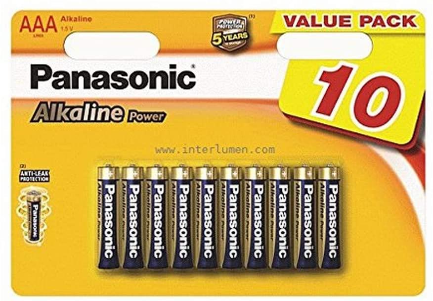 Panasonic AAA Alkaline Power Batteries (Pack of 10) - Aaa panasonic LR03 (Card 10) Bronze alkaline batteries