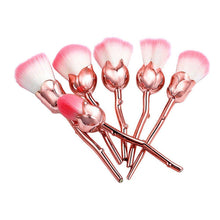 Load image into Gallery viewer, 6pc Beauty and the Beast-Inspired Rose Makeup Brushes with Glossy Handles