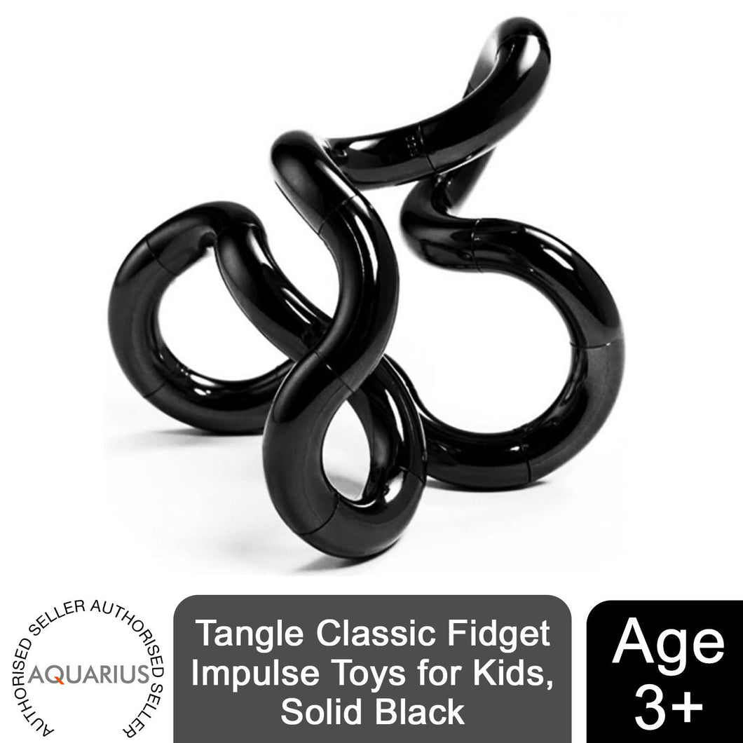 Aquarius Tangle Classic Fidget Impulse Toys for Kids Age 3 Years+, Solid Black