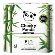 Load image into Gallery viewer, The Cheeky Panda Classic Toilet Tissue Made From 100% Natural Bamboo, 9 Rolls