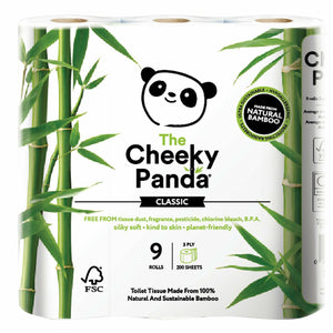 The Cheeky Panda Classic Toilet Tissue Made From 100% Natural Bamboo, 9 Rolls