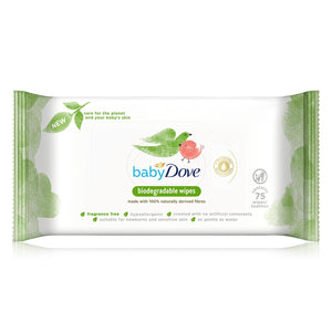 Baby Dove Biodegradable Wipes made with 100% Naturally Derived Fibers, 75 Sheets