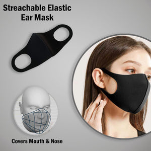 5x Unisex Face Mask Washable, Reusable, Breathable Ear Loops 3D Shape Mask,Black