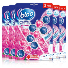 Load image into Gallery viewer, Bloo Power Active Toilet Rim Block Fresh Flowers Anti-Limescale 3 x 50g 5 packs