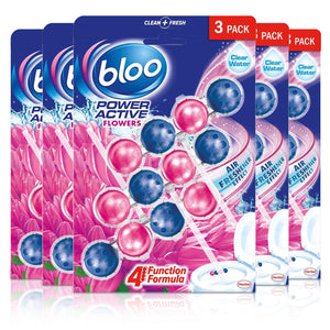 Bloo Power Active Toilet Rim Block Fresh Flowers Anti-Limescale 3 x 50g 5 packs