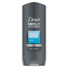 Load image into Gallery viewer, 3 Pk Dove Men+Care Clean Comfort Micro Moisture Shower Gel 400ml + AP Deo 250ml