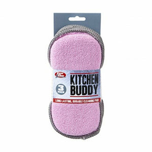 Eazzy 2 Clean Kitchen Buddy 2 in 1 Durable Scrub Cleaning Pad, 3 Pack Assorted