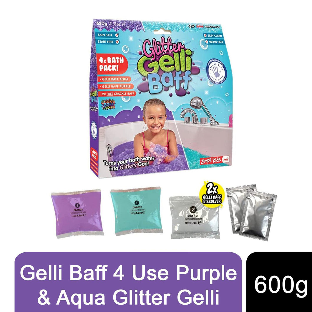 Gelli Baff 4 Use Purple & Aqua Glitter Gelli - 600G