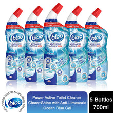 Load image into Gallery viewer, Bloo Power Active Gel Toilet Blue Gel Ocean Anti-Limescale 700 ml, 5 Bottles