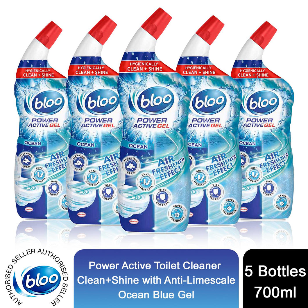 Bloo Power Active Gel Toilet Blue Gel Ocean Anti-Limescale 700 ml, 5 Bottles