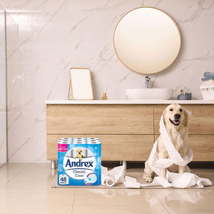 Andrex Toilet Roll Classic Clean Fragrance-Free 2 Ply Toilet Paper, 48 Rolls