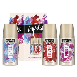 Impulse Thank You Free Spirit Mini Trio Body Spray Gift Sets for her , 4pk