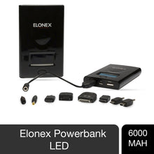 Load image into Gallery viewer, Portable ELONEX PowerBank 6000mAh with Smart LED Display for Mobile Phone, Black