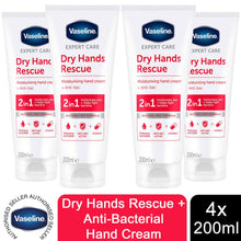 Load image into Gallery viewer, 2x or 4x 200ml Vaseline Expert Care Dry Hands Rescue Moisturising Cream+Anti-bac