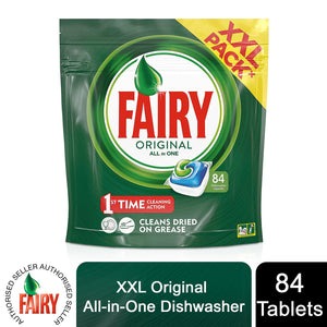 Fairy Original All In One 1st time Cleaning Action Dishwasher Tablets, 84Tablets