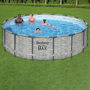 Bestway Steel Pro MAX Frame 488x122cm Pool Set with Filter Pump, Stone Wall Look