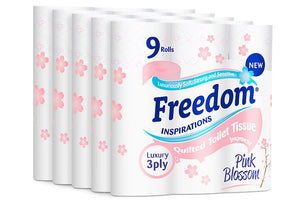 Freedom Pink Toilet Paper 3Ply - 45, 90 Or 135 Rolls
