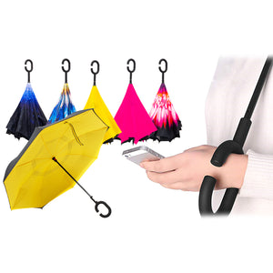 Reversible Windproof Umbrella with C Shape Handle