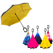 Load image into Gallery viewer, Reversible Windproof Umbrella with C Shape Handle