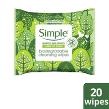 Load image into Gallery viewer, 3 x 20 Wipes Simple Kind to Skin Cleansing Wipes For Sensitive Skin
